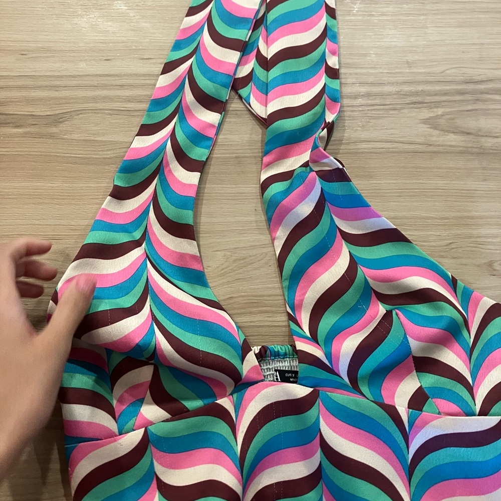 Zara Multicolor Wave Pattern pants and crop top
